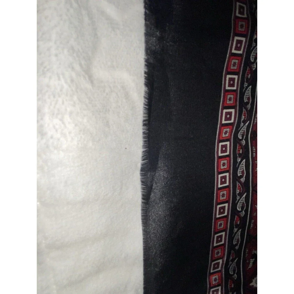 Vintage Red and Black Patterned Silk Scarf